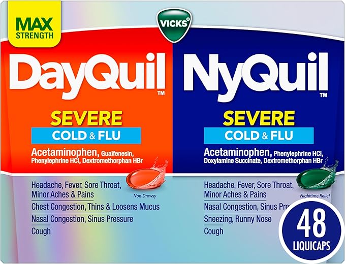 DayQuil NyQuil dosage chart guide and safety warnings for Tylenol overdose