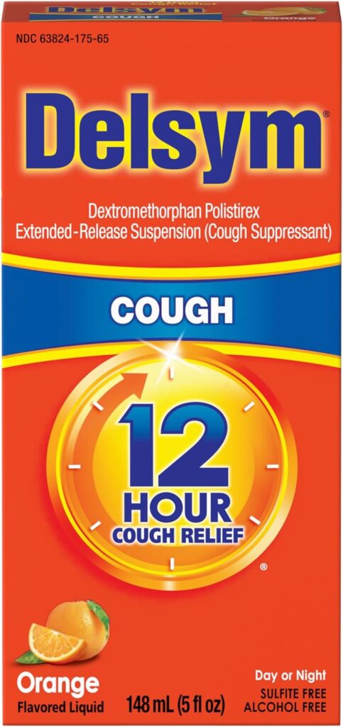 Delsym Adult 12-Hour Cough Suppressant Orange Liquid dosage chart guide