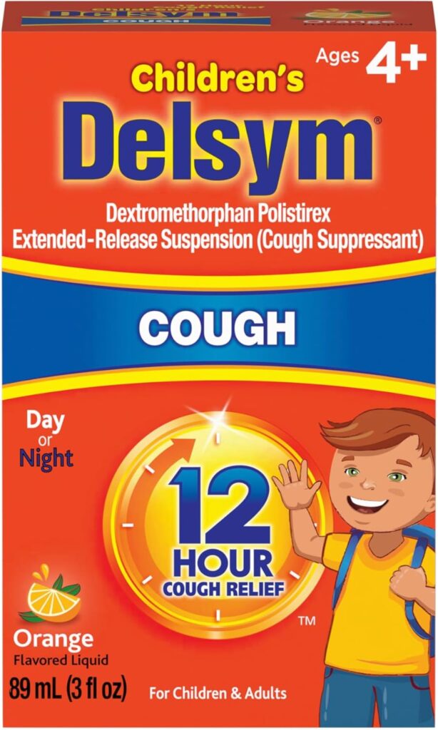 Children's Delsym 12-Hour Liquid Cough Medicine for kids safe dosage chart
