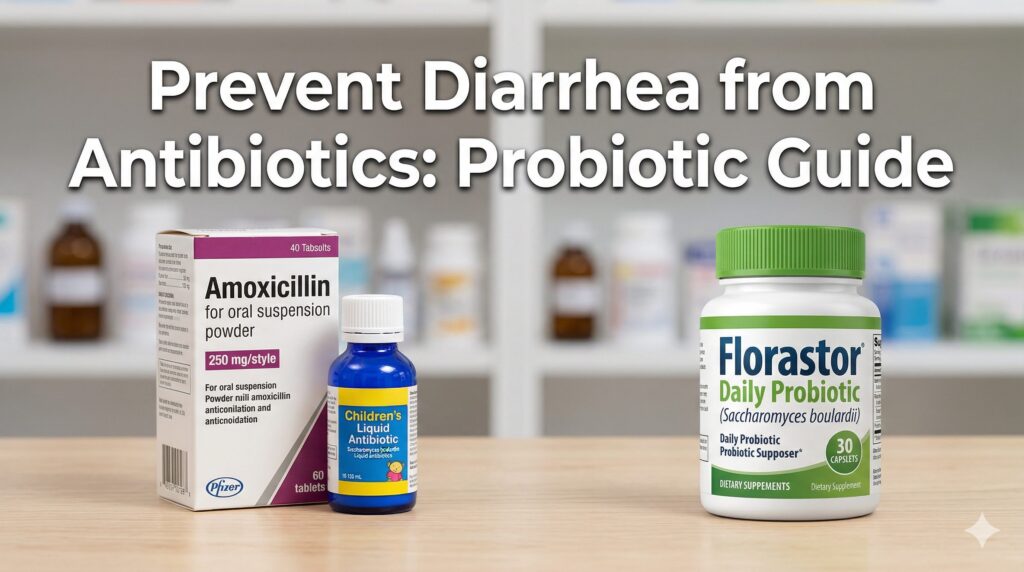 Diarrhea from antibiotics prevention guide with Florastor and Amoxicillin probiotic comparison
