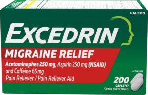 Excedrin dosage guide for migraine relief caplets.