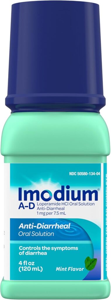 Imodium A-D Oral Solution liquid formulation loperamide dosage chart