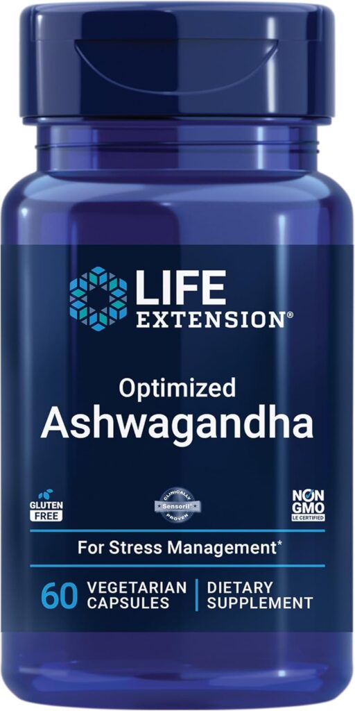 Alt Text: Life Extension Optimized Ashwagandha Sensoril capsules for sleep and cortisol support dosage