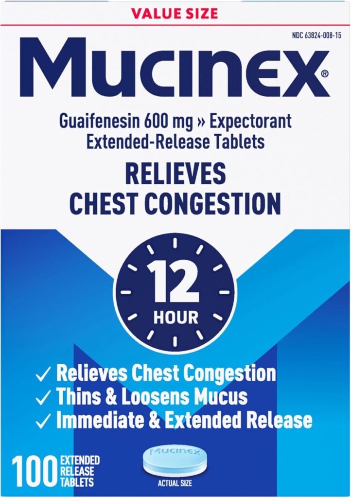 600 mg Guaifenesin tablets for 12-hour chest congestion relief