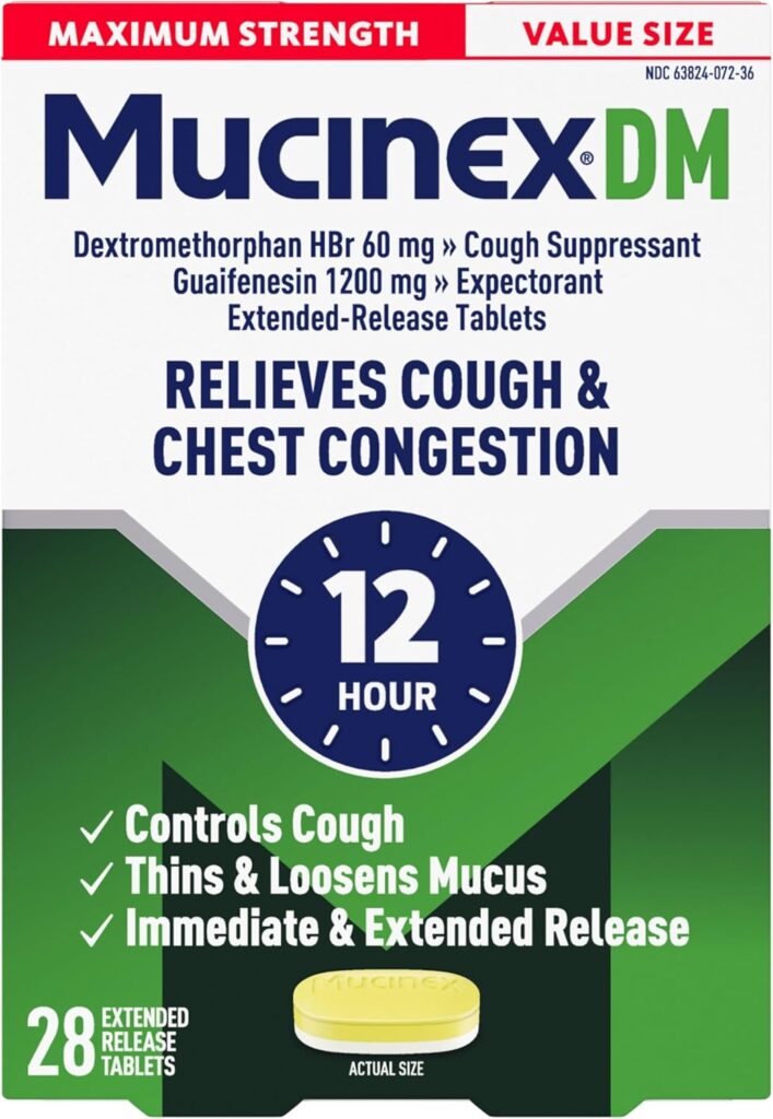Mucinex DM 1200 mg guaifenesin and dextromethorphan for cough suppression