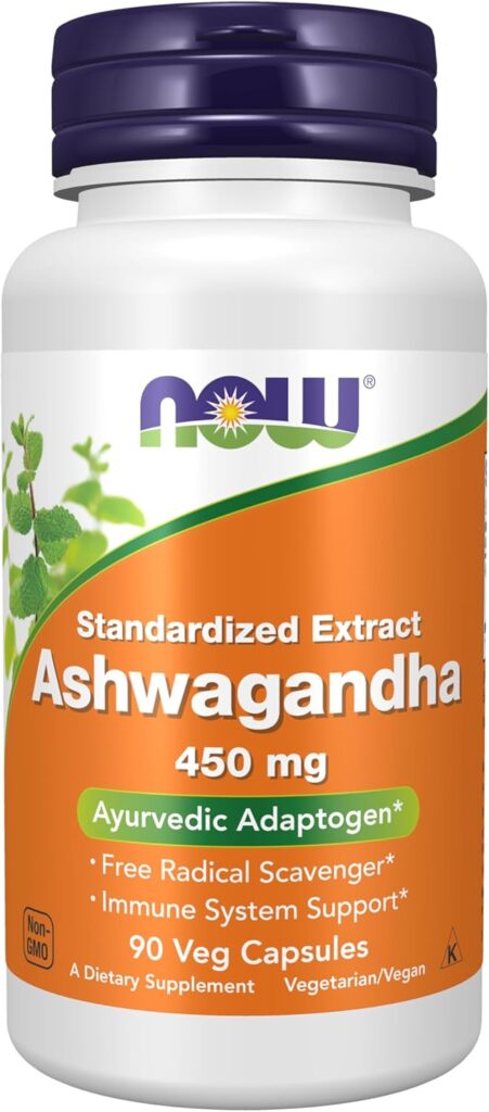 NOW Ashwagandha 450mg full spectrum root capsules for daily wellness and vitality
