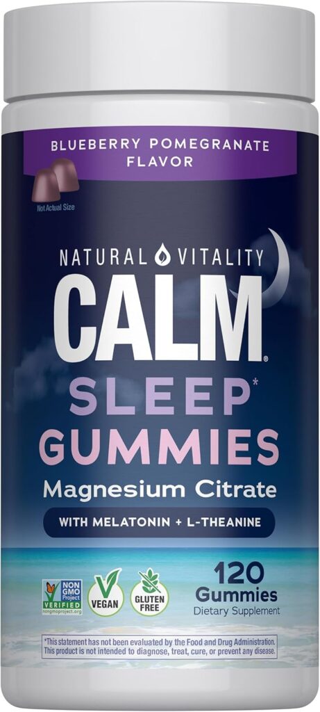 Natural Vitality SLEEP Gummies with Melatonin and L-Theanine for relaxation and best magnesium for sleep and anxiety