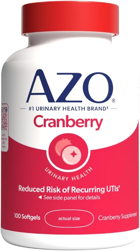 AZO Cranberry Urinary Tract Health supplement, high-dose cranberry concentrate for daily bladder defense.