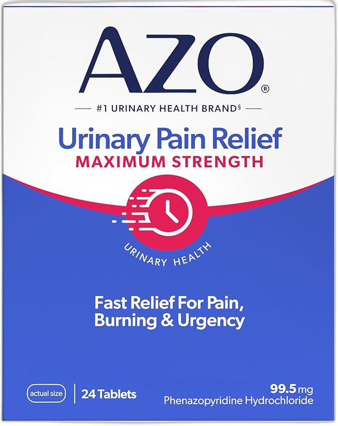 AZO Urinary Pain Relief Maximum Strength with Phenazopyridine to quickly stop UTI burning and urgency.