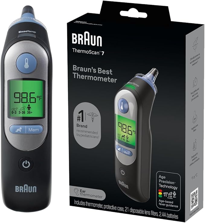 Digital ear thermometer to track fever before using Tylenol or Advil