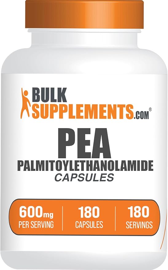 BulkSupplements.com PEA Capsules 600mg, pure supplement for natural inflammation support.