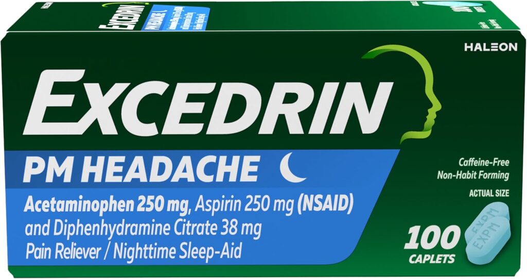 Nighttime Excedrin dosage guide for PM headache relief.