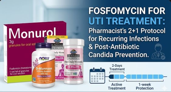 Pharmacist-verified guide for Fosfomycin for UTI treatment, featuring Monurol, D-Mannose, and probiotics to prevent recurrence.