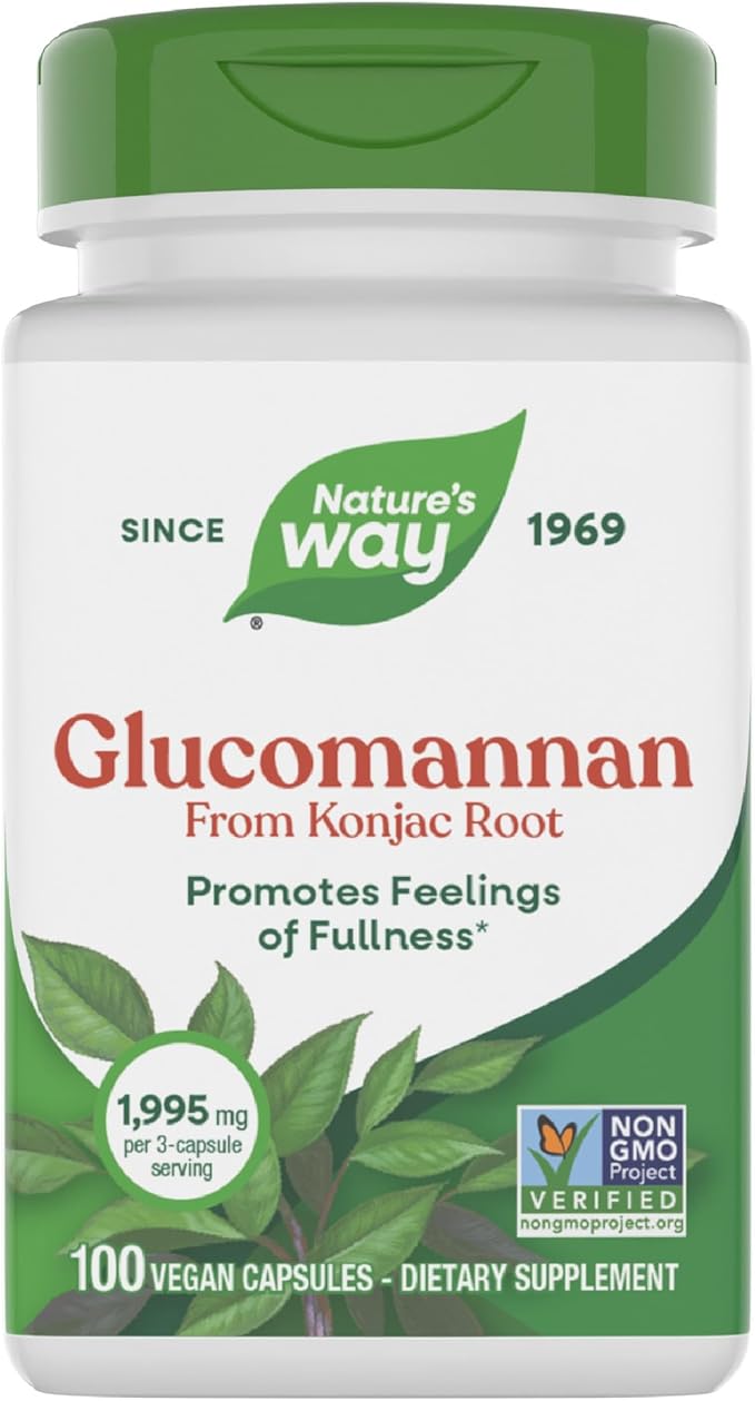 Nature's Way Glucomannan capsules for fullness and Ozempic Face prevention