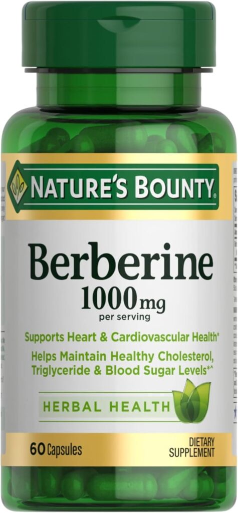 nature's bounty Berberine supplement to support healthy blood sugar and metabolic levels.