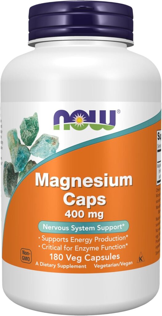 NOW Foods Magnesium Capsules 400 mg with multiple forms for nervous system support