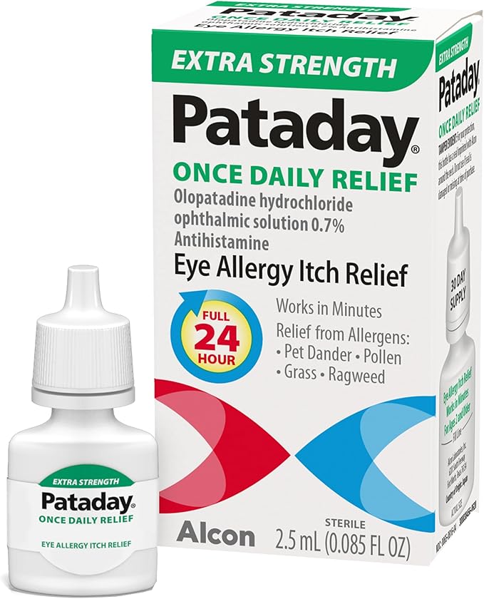 Pataday Olopatadine Once Daily Allergy Eye Drops for effective itch and red eye relief without vasoconstrictors.