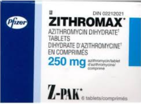 Azithromycin Z-Pak 250mg tablets packaging and 5-day dosage schedule guide by a pharmacist
