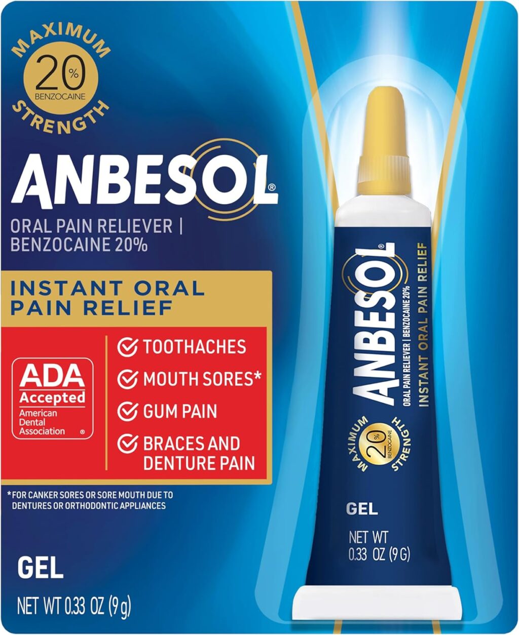 Anbesol Maximum Strength Gel for herpes labiale pain relief