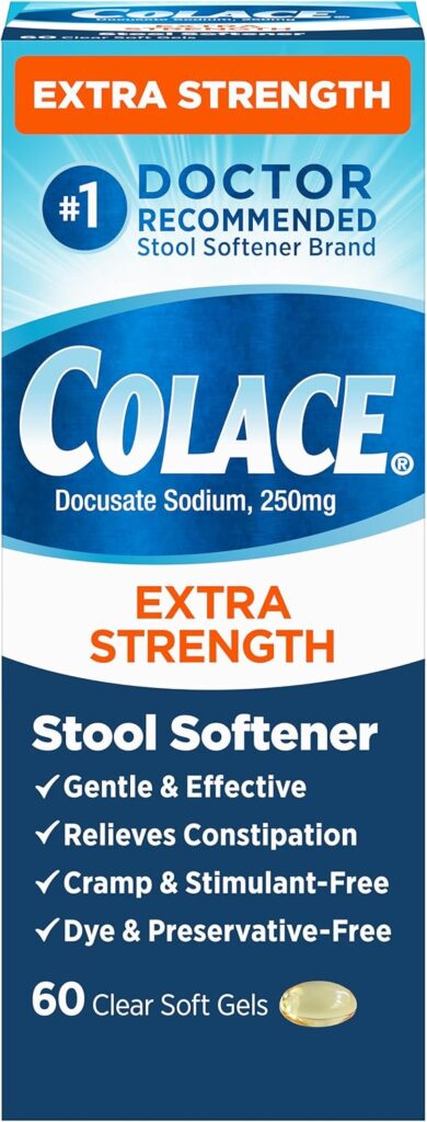 Colace dosage guide for Extra Strength 250mg Docusate Sodium capsules.