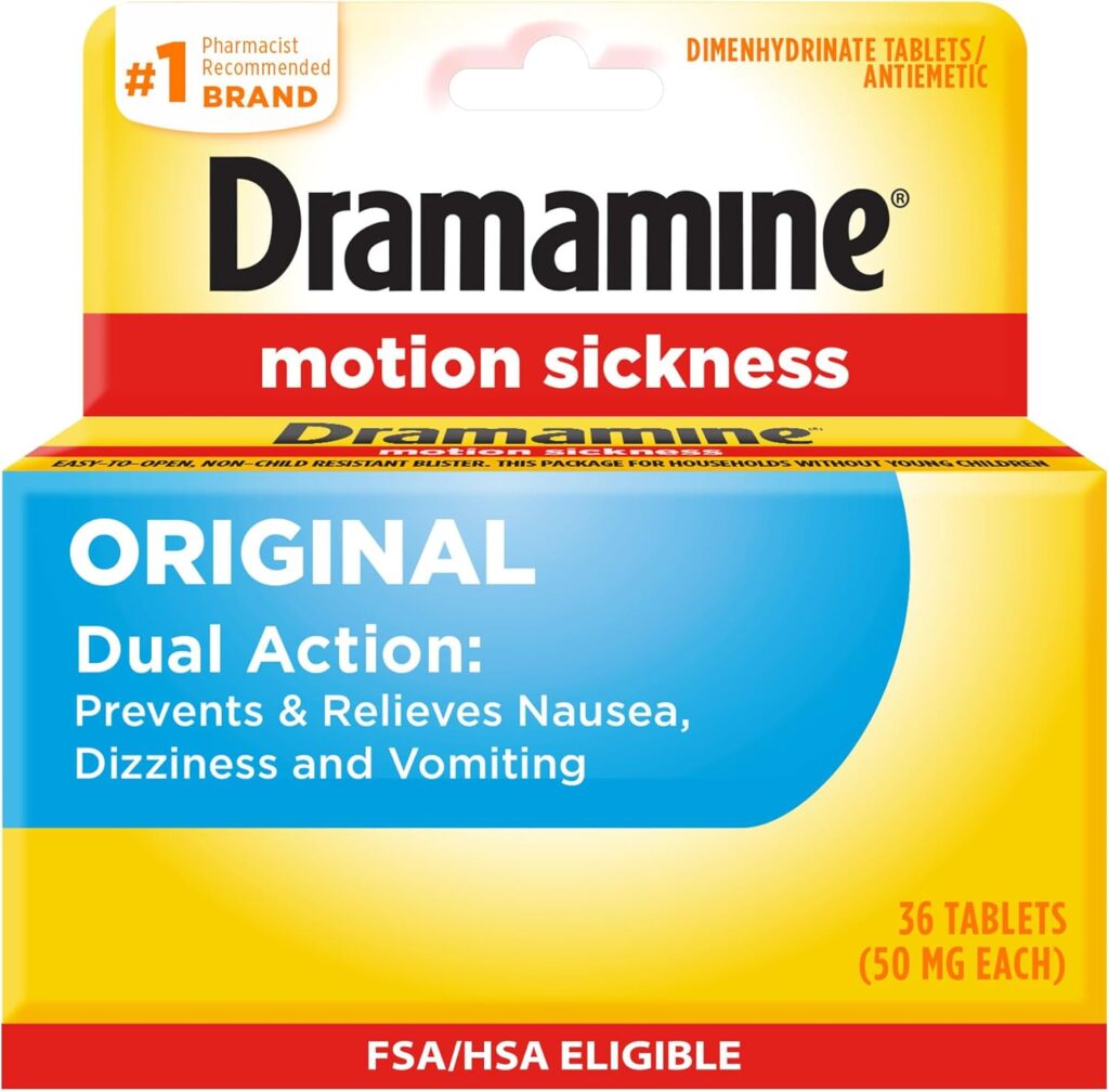 Original Dramamine 50mg Dimenhydrinate motion sickness tablets