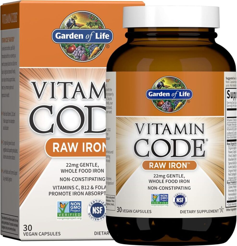 Garden of Life Vitamin Code Raw Iron supplement for Ferritin and hair loss.