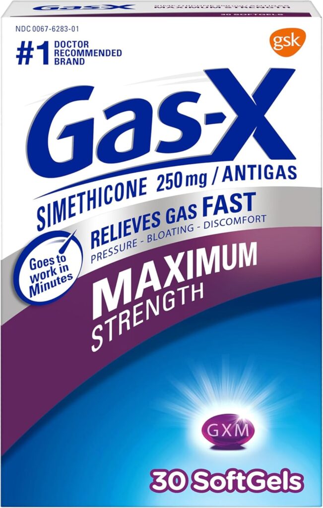 Gas-X Maximum Strength 250mg softgels dosage guide for fast bloating relief