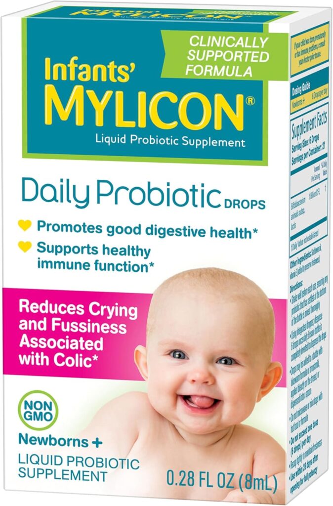 Infants' Mylicon Daily Probiotic Drops for colic and gut health support.