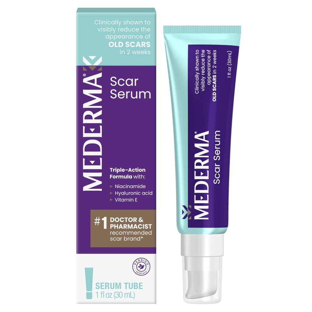 Mederma Scar Serum for skin repair and hydration.