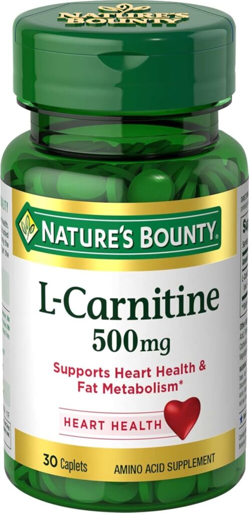 Nature's Bounty L-Carnitine 500mg tablets for daily fat transport support.