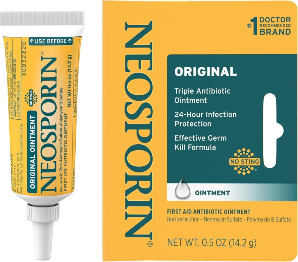 Neosporin Original triple antibiotic ointment application guide for minor cut and scrape care