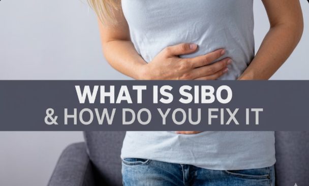 A professional pharmacist-verified composite image featuring key products for SIBO bloating relief: Gas-X Extra Strength, IBgard, and Florastor with natural digestive enzymes and botanicals, targetting gas, pressure, and overgrowth.