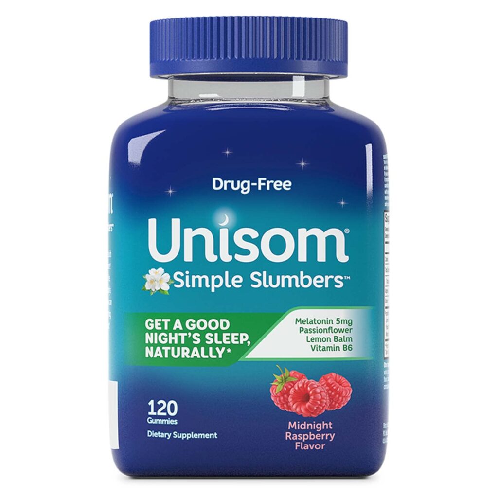 Unisom for drug-free Simple Slumbers Melatonin gummies.