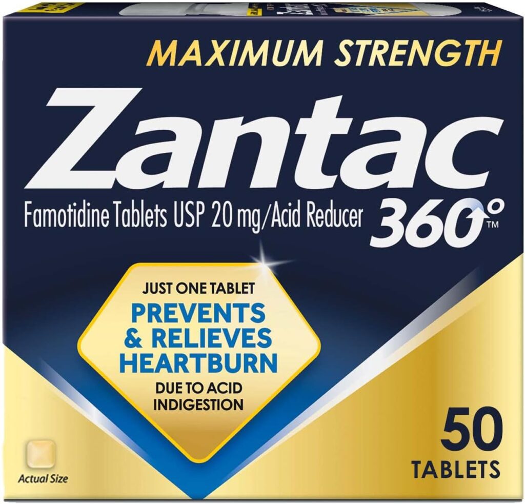 Zantac 360 Dosage Chart Maximum Strength 20mg Famotidine tablets for heartburn relief