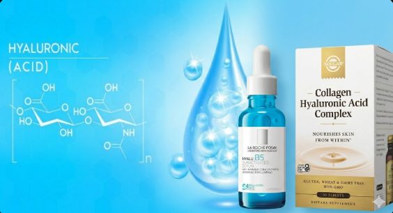Pharmacist-verified visualization of the molecular structure behind hyaluronic acid benefits for hydration and lubrication.
