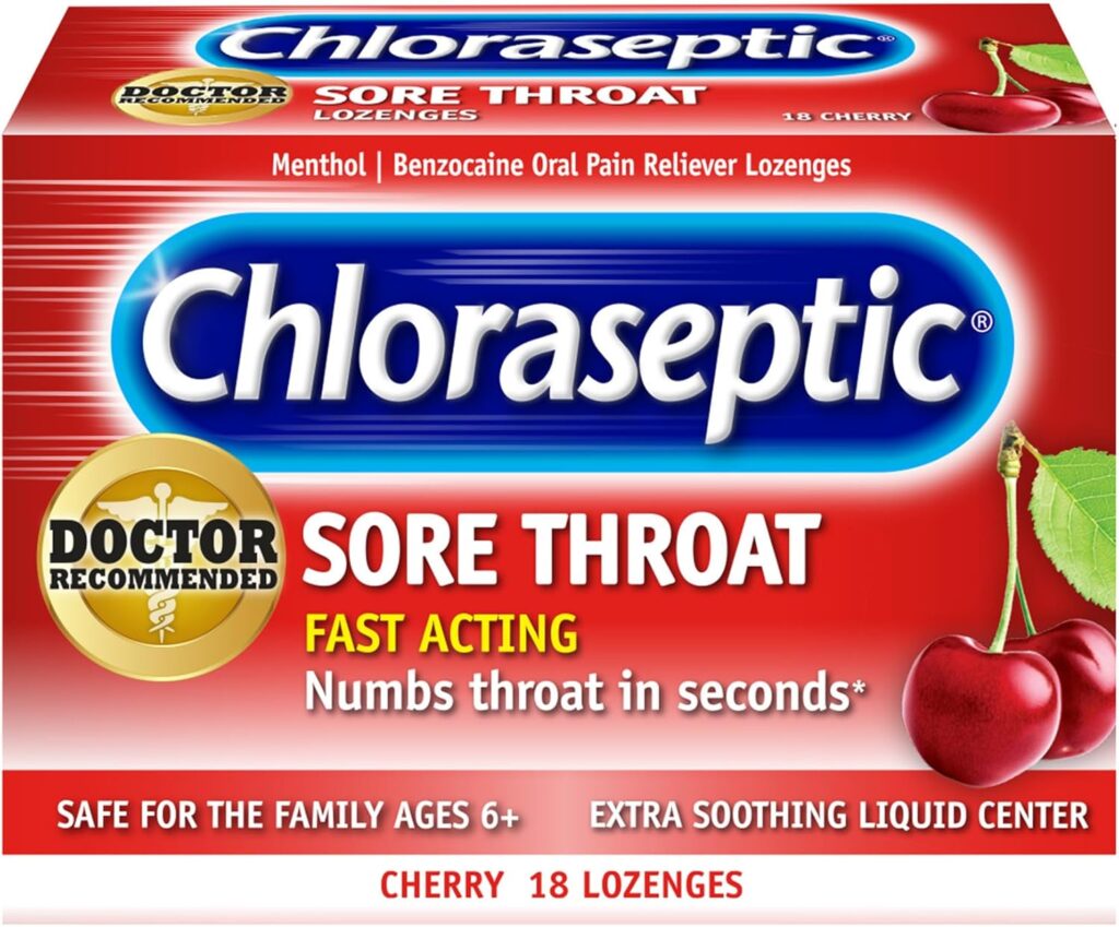 Chloraseptic Sore Throat Lozenges Cherry and Chloraseptic dosage