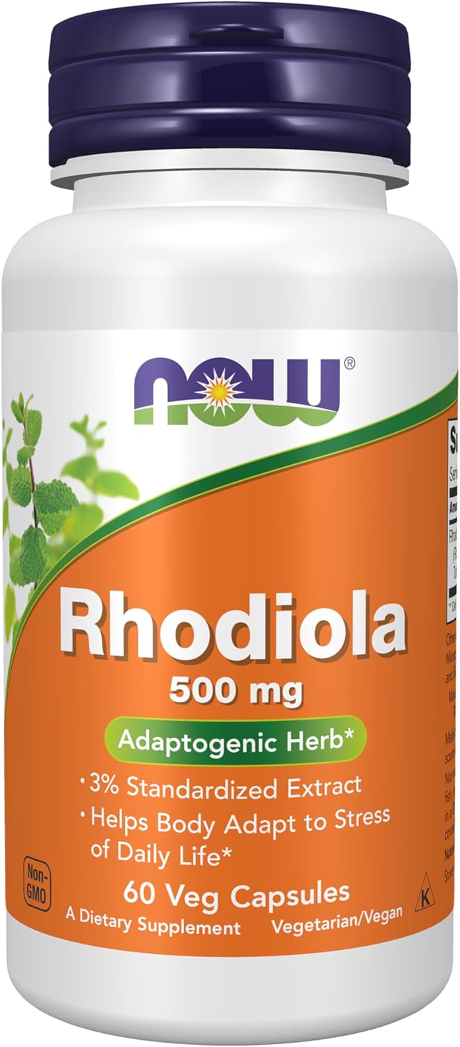 NOW Rhodiola 500 mg for mental fatigue and high cortisol symptoms