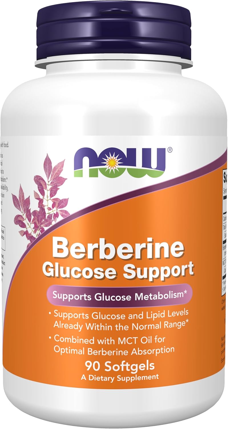 NOW Berberine Glucose Support - MCT Oil for Berberine Dosage efficiency